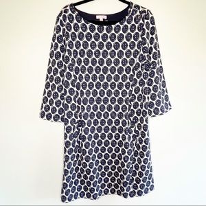 Lilly Pulitzer Navy & White Jonah Button Print Knit Dress - size XL